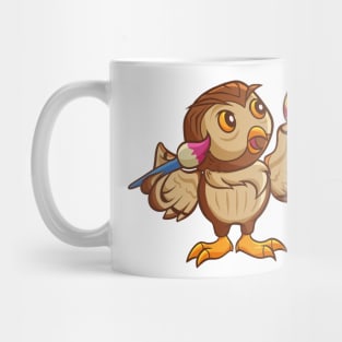 Comic owl painting easter eggs Mug